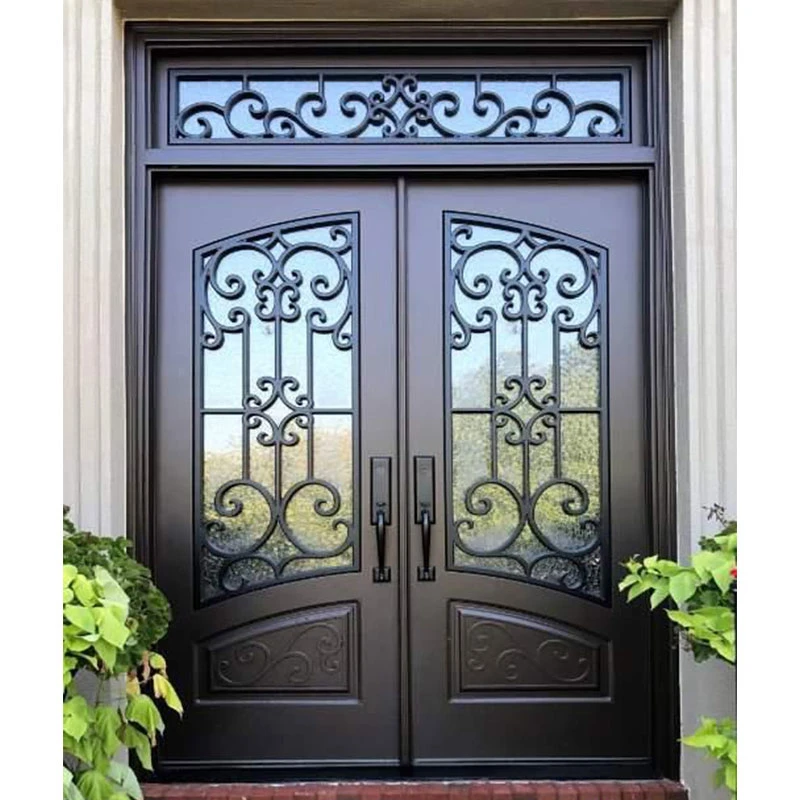 Hot Sale Luxury Design Main Entrance Residential Security Front Door Wrought Iron Entry Door