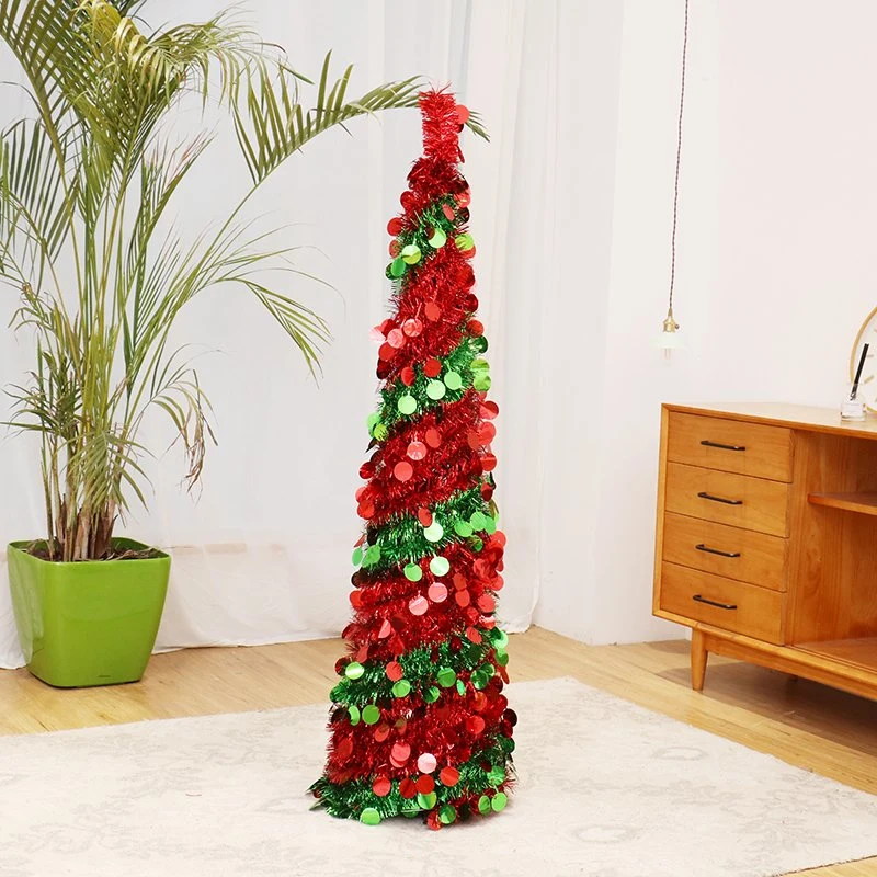 Venda a quente 5 pés dobráveis saltar as decorações Árvore com bolas de plástico artificial de árvore de Natal