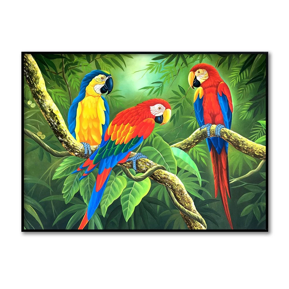 Haut de Gamme de gros de la paroi du bâti de l'art noir Home Decor Parrot Toile du châssis de conception