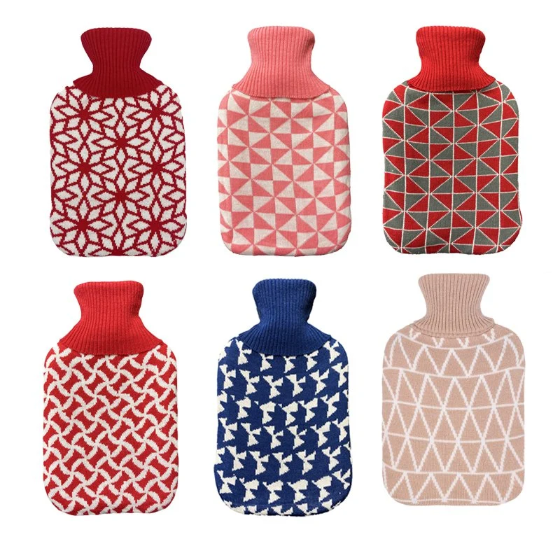 Classic Warmhalten 2L Gummi Hot Water Flasche Cute Knit Abdeckung Für Heißwasserbeutel