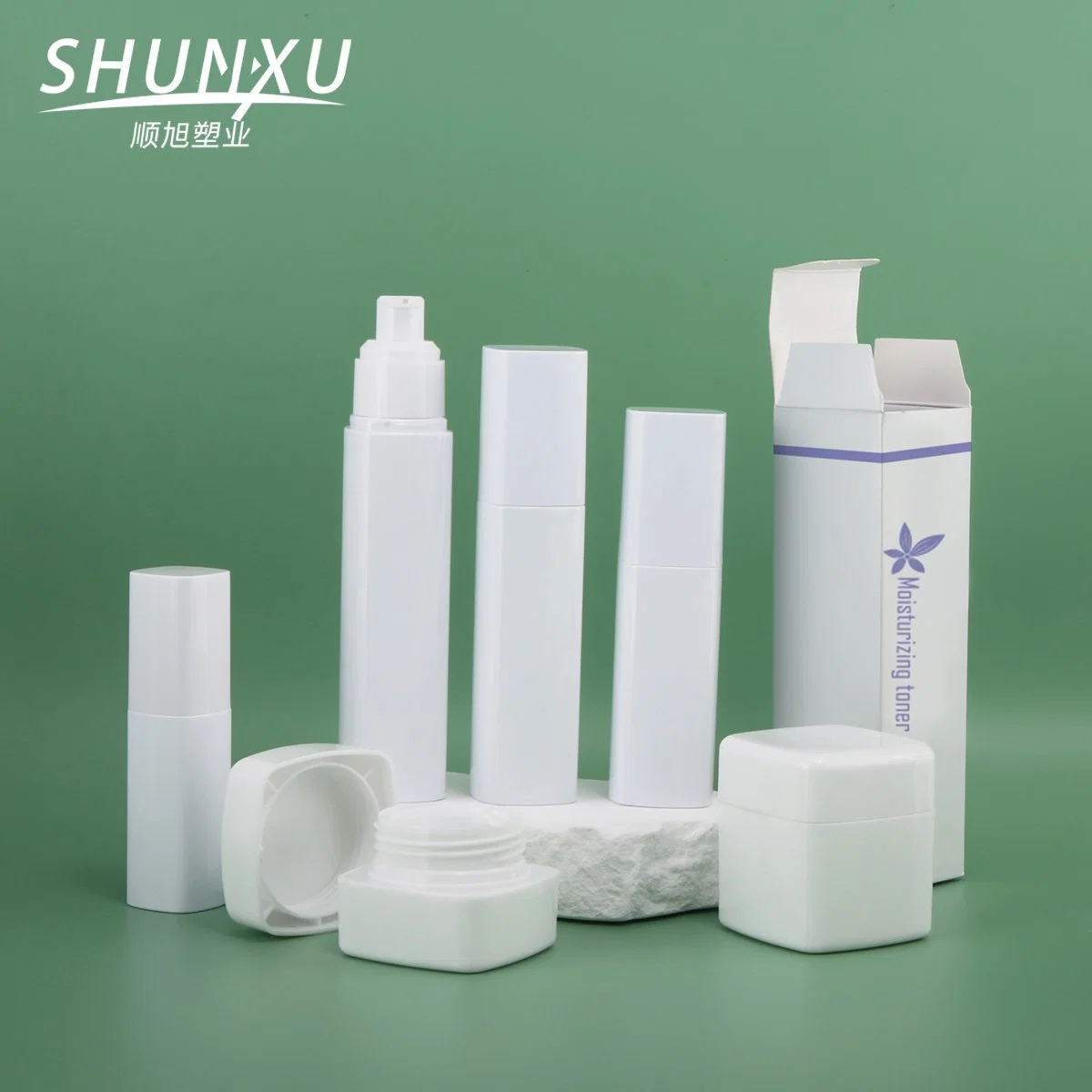 Voyage de luxe de gros carrés Shunxu bouteille Set 30/60/80/90ml/30g/50g