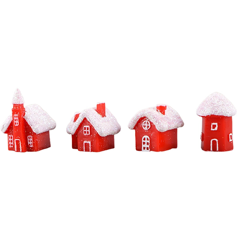 Creative Christmas Decoration Resin Accessories Simulation Snow Landscape Candy Red Cake House Resin Craft Gifts