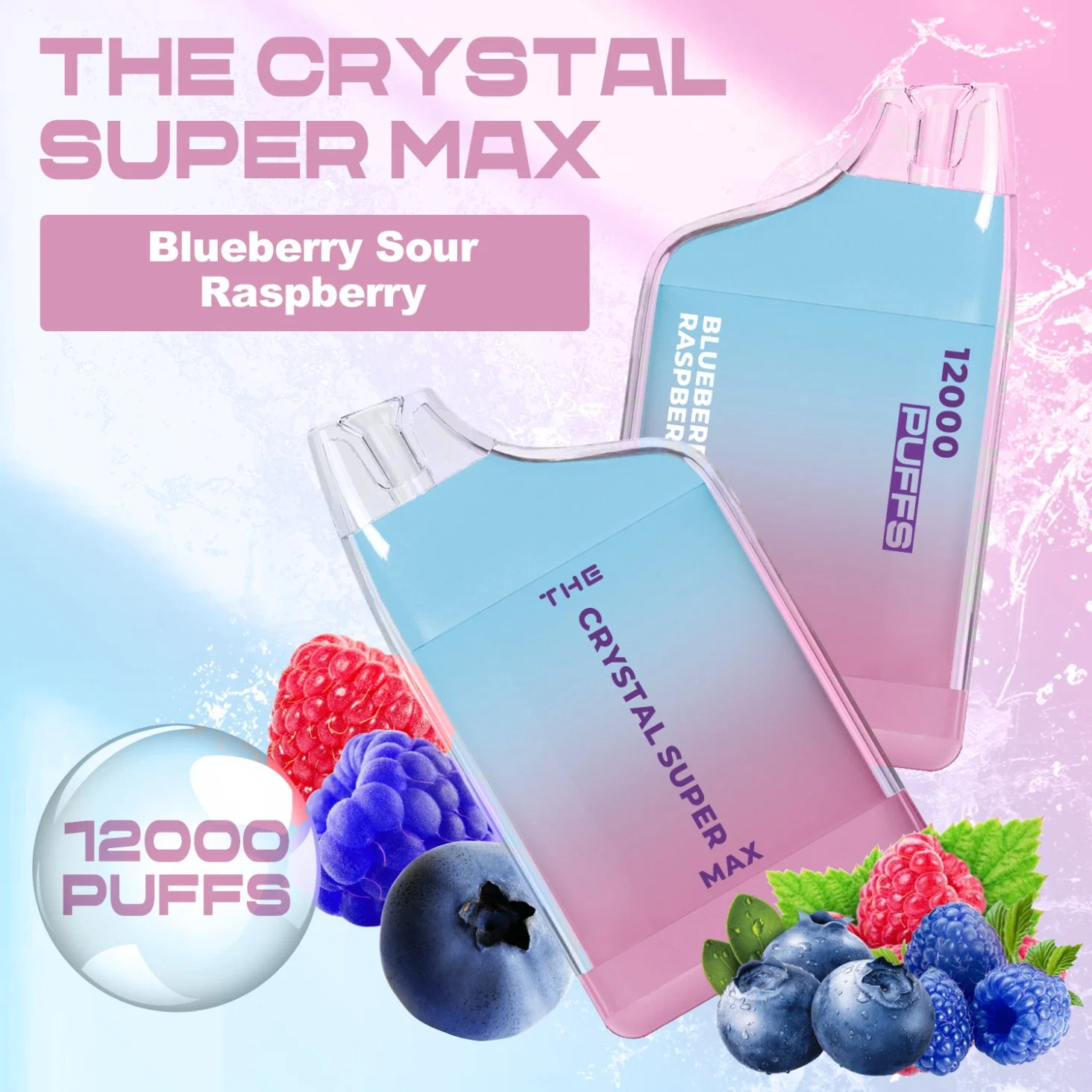 Crystal Super Max 12000puffs formes légères 18ml E-liquide en gros jetable Antenne maillage VAPE