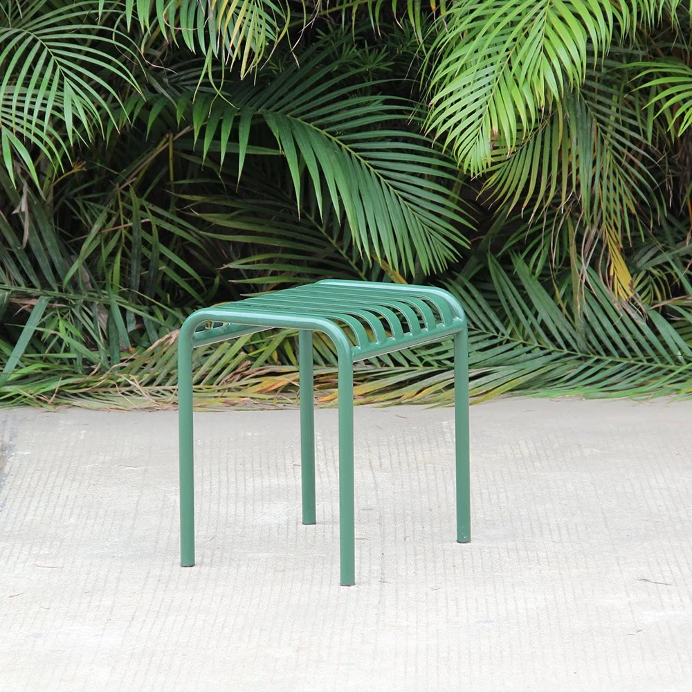 Modern Leisure Iron Steel Green Outdoor Small Low Stool Garden Chair for Restaurant Dining Furniture