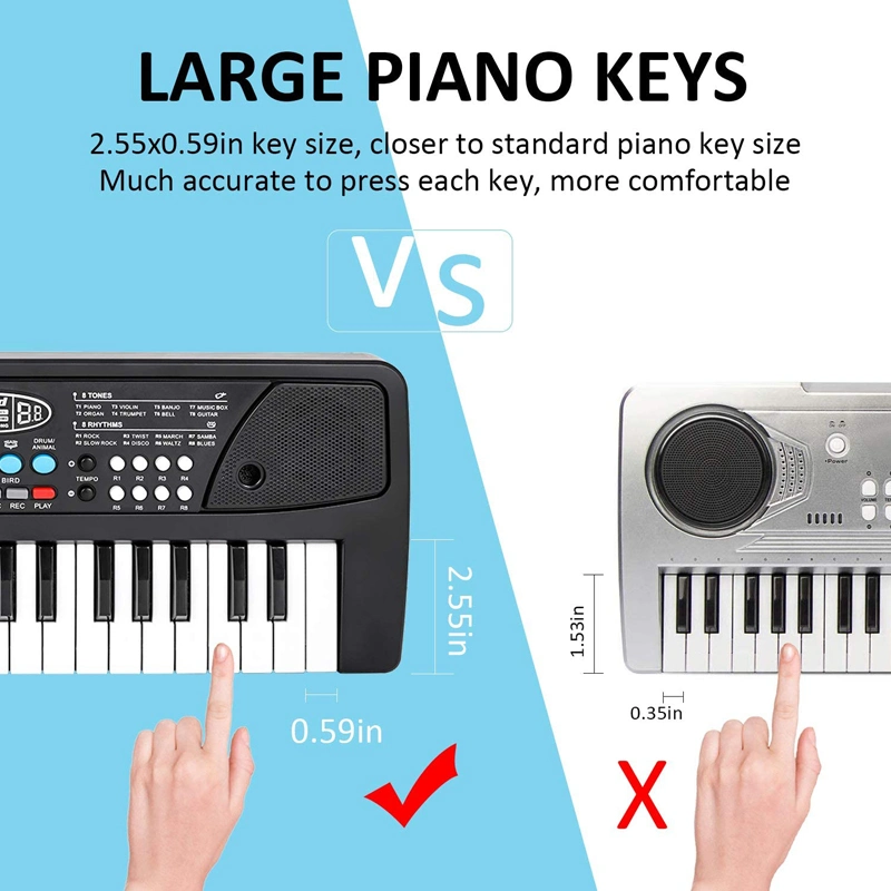 Teclado electrónico portátil de 37 teclas para principiantes con micrófono, juguete musical de teclados y órgano electrónico.