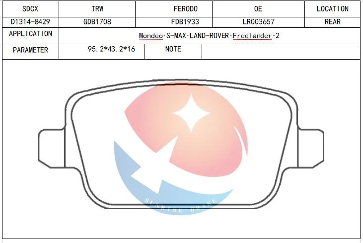 Fábrica de Sdcx directamente Cerámica Rendimiento de alta calidad/alto costo Wearness Control de ruido D1314 Pastilla de freno