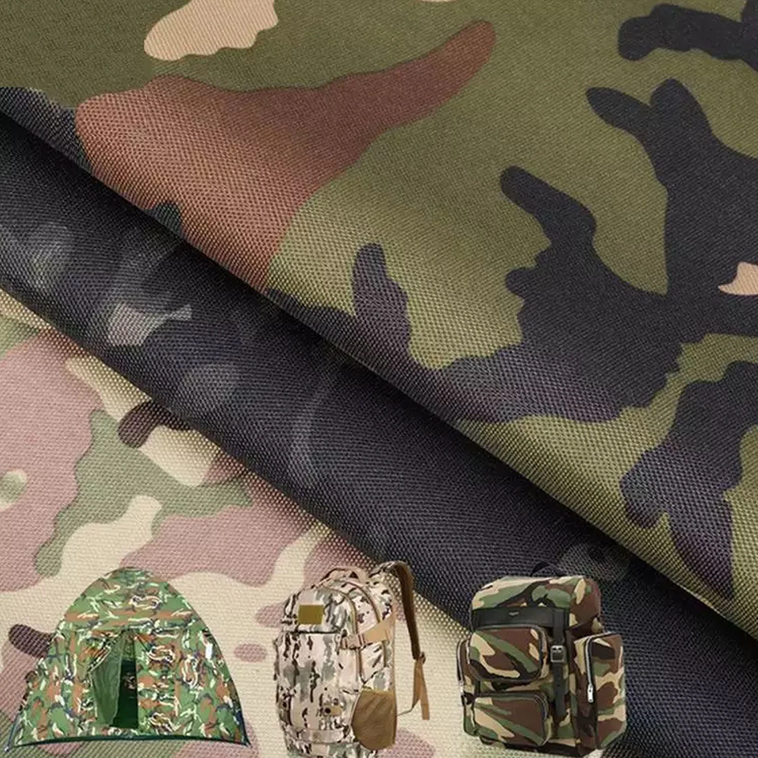 Olive Green Camouflage Waterproof Polyester Cordura Oxford Coated Camo Fabric Nylon Fabric