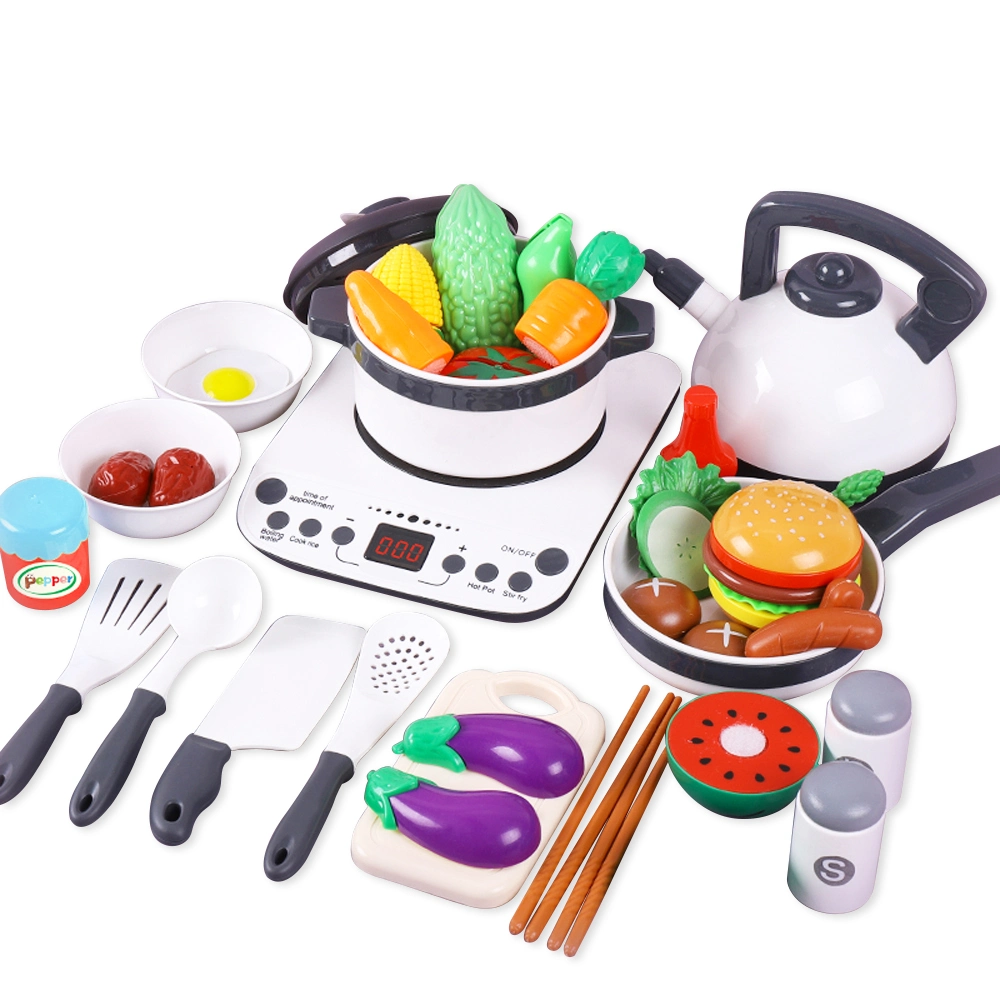 Simulation Wooden Kitchen Toy Set Interactive Pretend Play Game