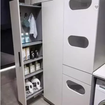 Oppein Modern Light Matte Grey Wäsche- und Badezimmerschrank