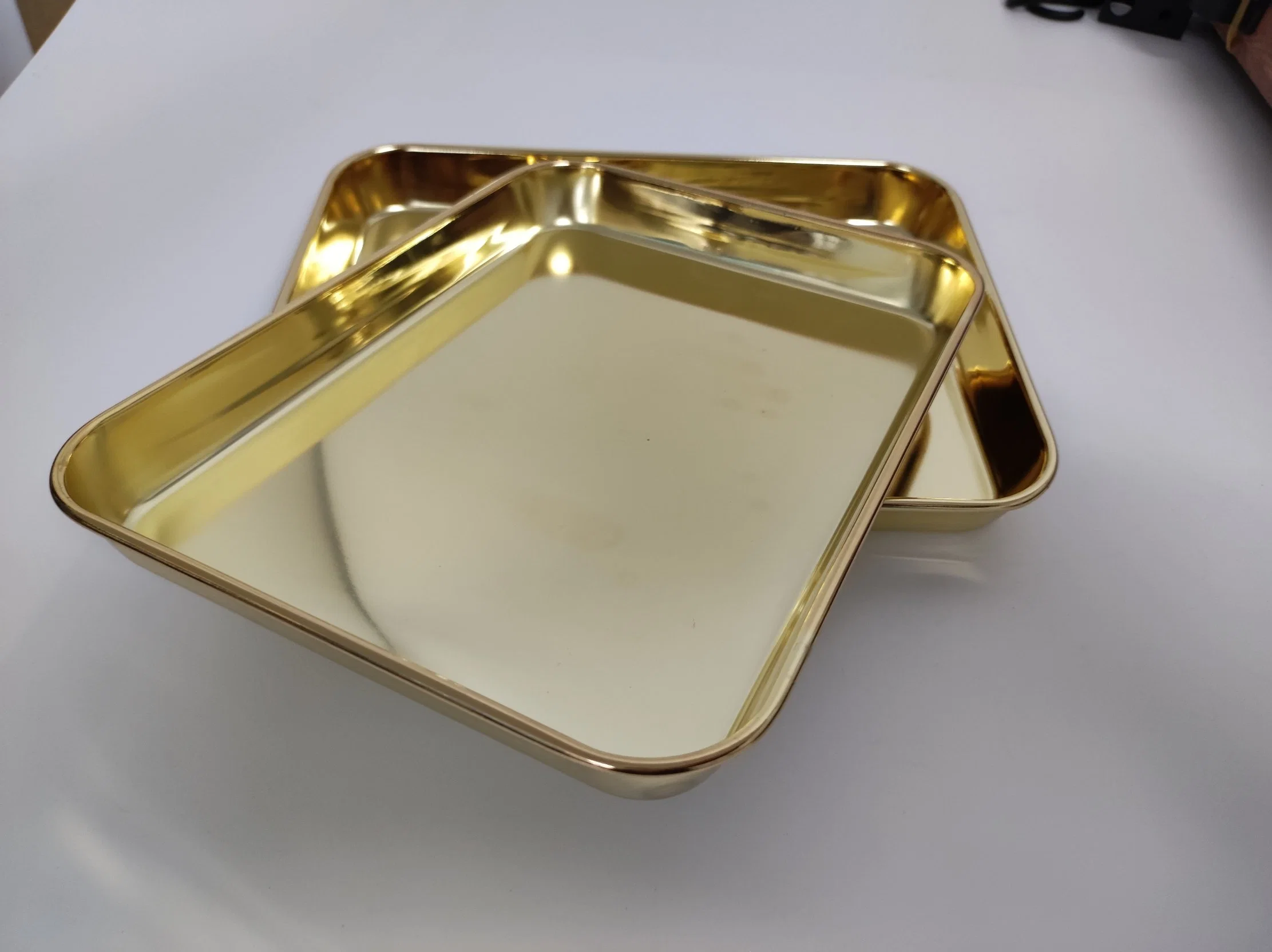 Custom Logo 1inch Mirror Polished Gold Dinner Serving Plate