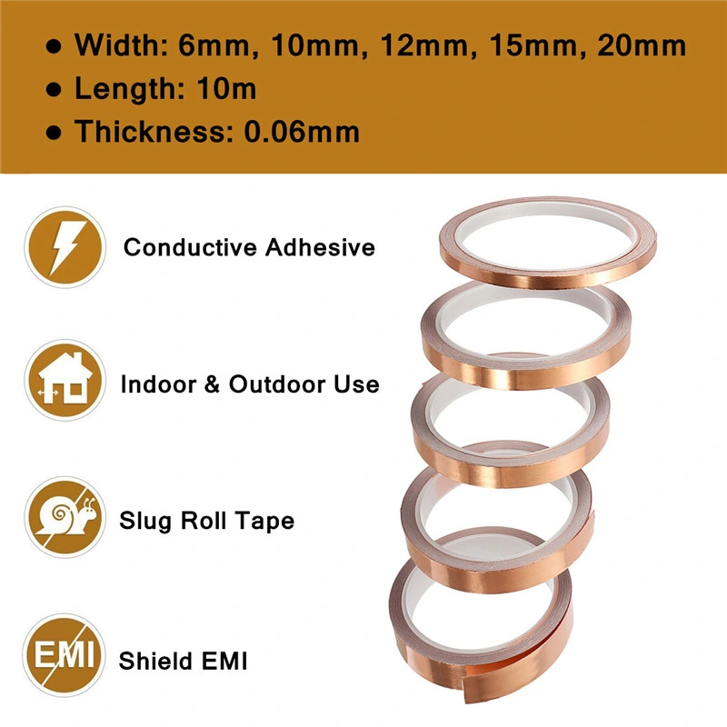 Copper Foil Tape with Conductive Adhesive for EMI Shielding, Slug Repellent, Paper Circuits, Electrical Repairs