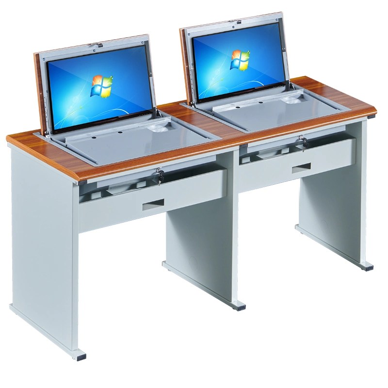 Office Computer Flip Desk Hidden Mini PC Safe Box Paperless Computer Exam Table Computer Training Table