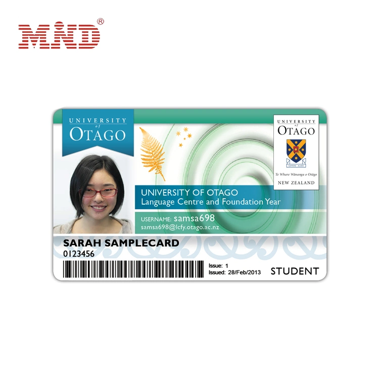 Tarjeta inteligente de PVC de alta calidad para la escuela/tarjeta de identificación de estudiante