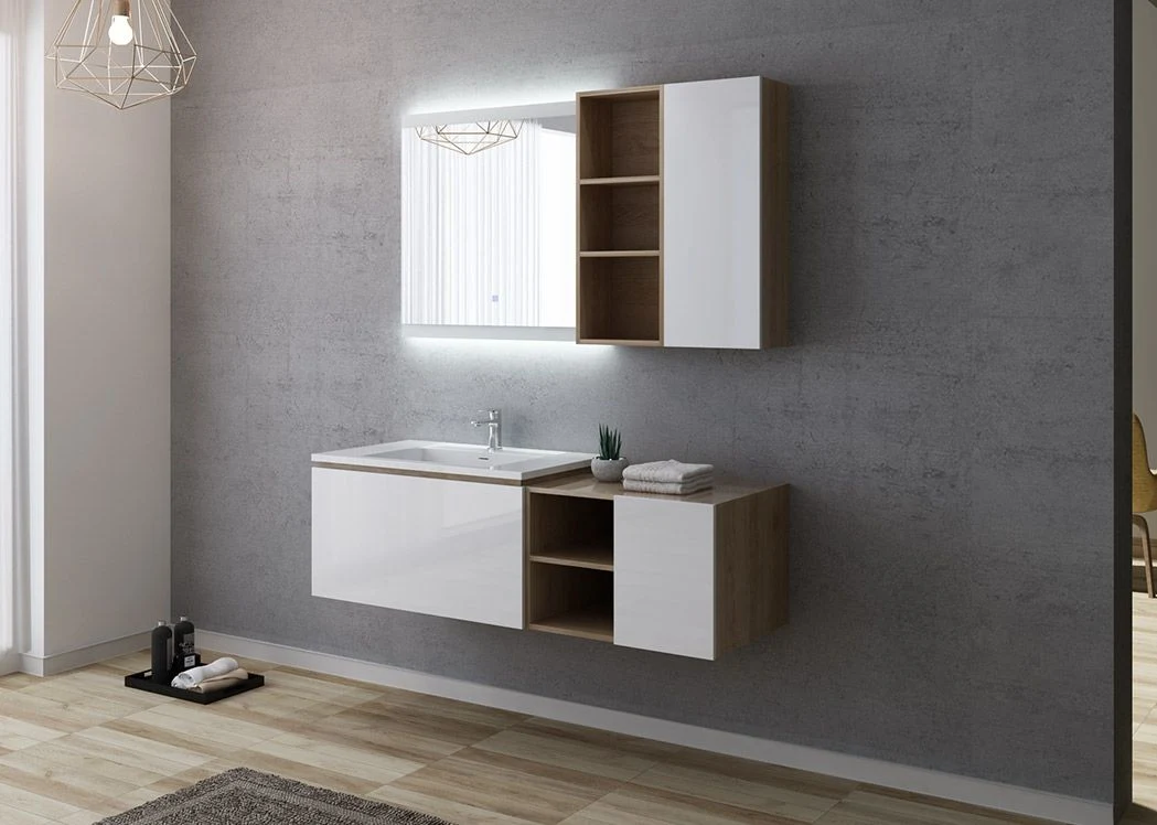 80cm Wall Hung Cabinet White Bathroom Furniture Set with One Basin