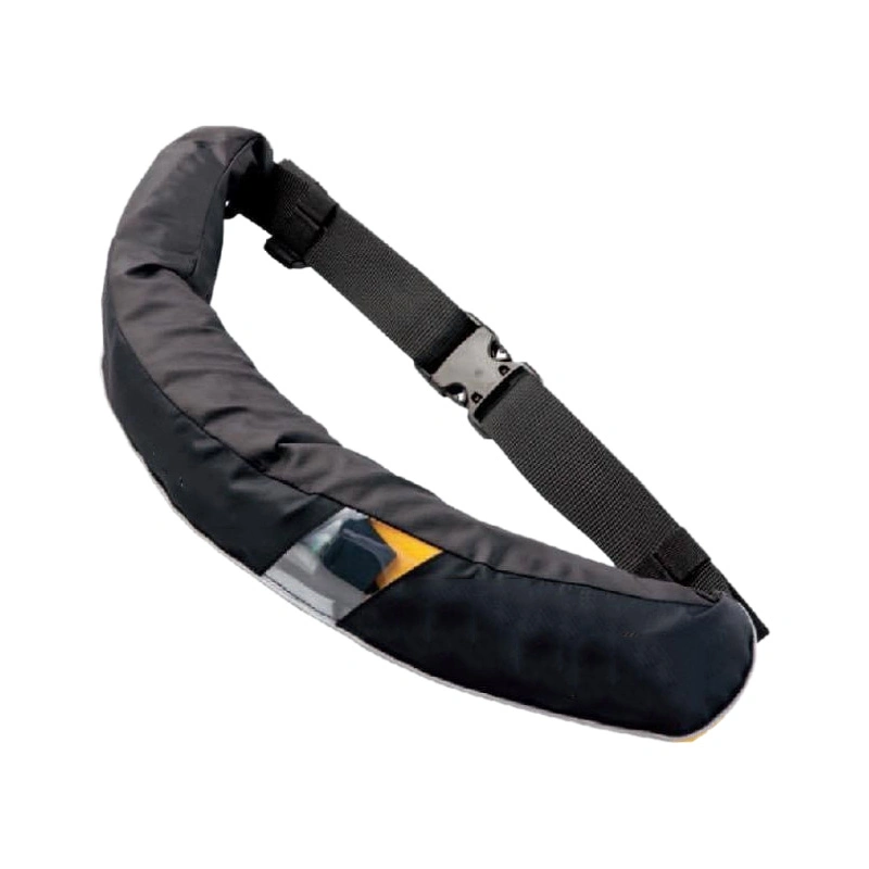 Black Swimming Automatic Manual Inflation Oxford Life Jacket Lifesaving Belt