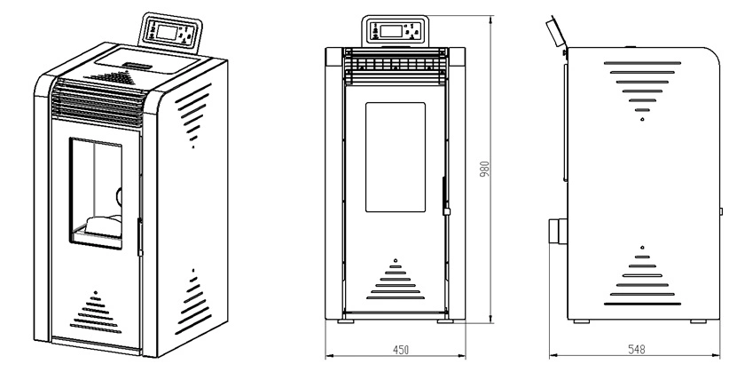 Indoor Used Estufa De Pellet Heater with Italian Electronics