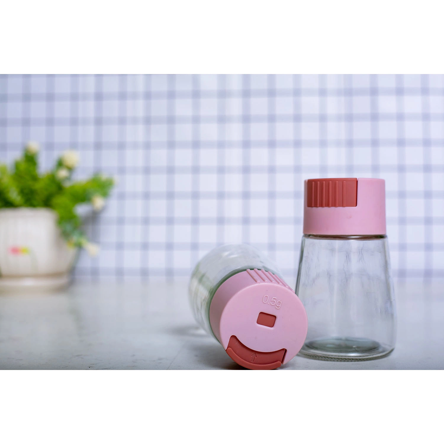 Salino y pepino Shaker para la cocina portátil transparente de lujo sazonando Botellas de vidrio