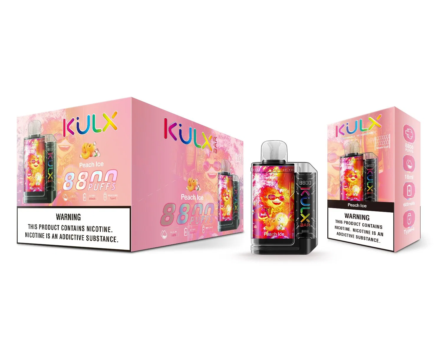 New Released Kulx Bar 8800 Puffs Pod 0% 2% 3% 5% Nic 18ml Prefilled Cartridge Disposable/Chargeable Vape Pen with 650mAh Rechargeable Battery