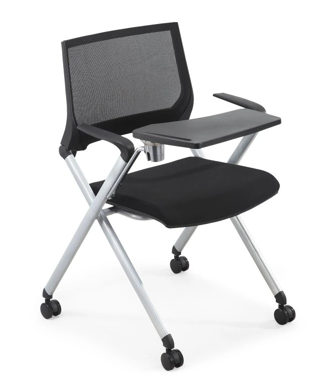 Mesh Steel Plastic Seminar Classroom Folding Student Lecture Training Room Upholstered Table Arm Tablet Study Chair with Writing Pad