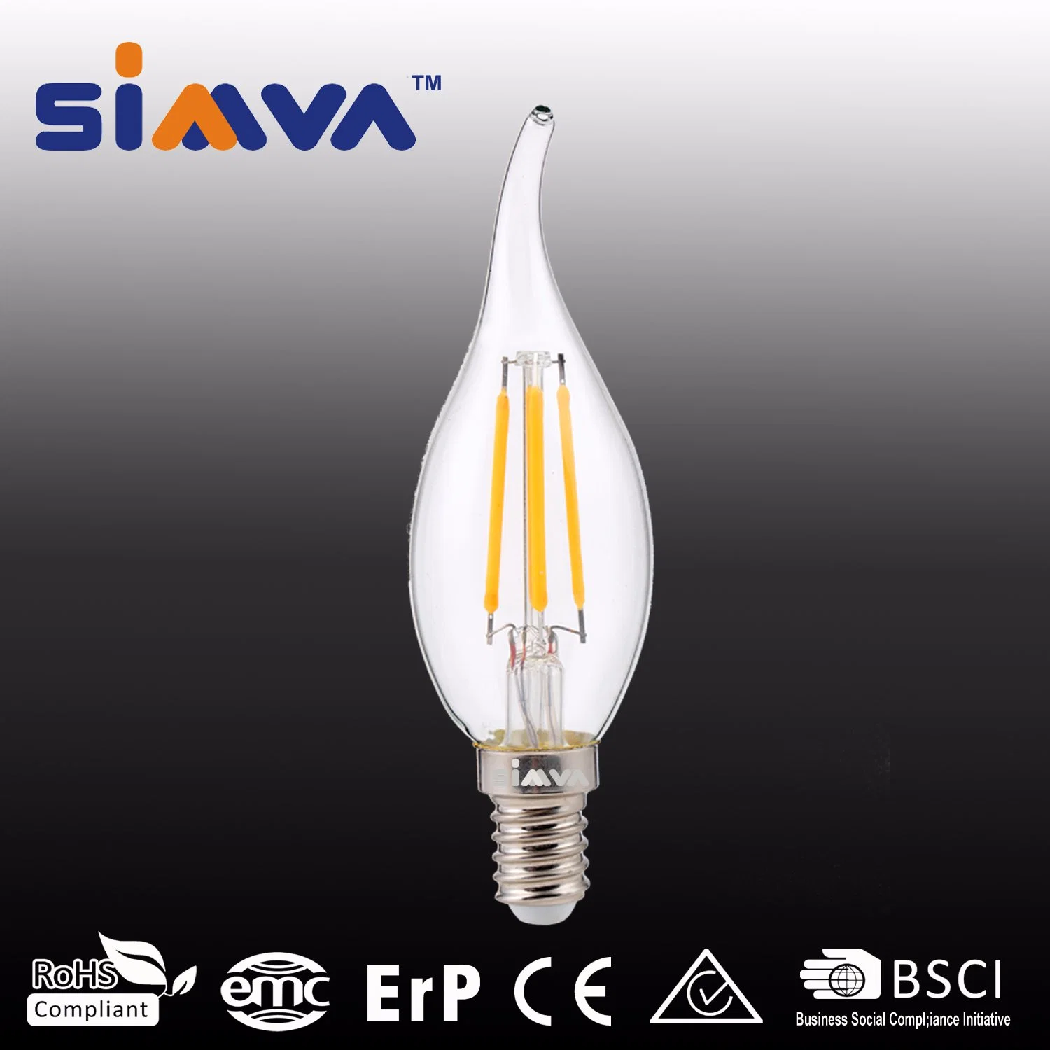 Hot Selling LED Bulb Candle 4W (40W Equivalent) 480lm 2200-6500K E14/E27 360degree LED Filament Bulb Lamp with CE Approved