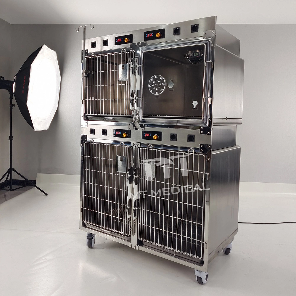 Hot Sales Veterinary Hospital Clinic Stainless Steel Oxygen Chamber Animal Dog Cat Cages