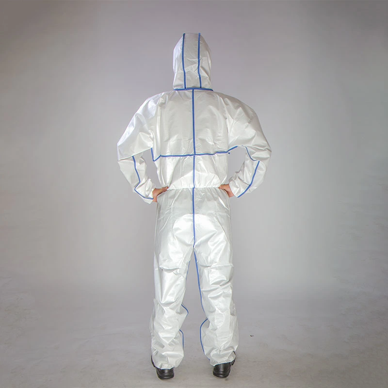 OEM / ODM non tissés jetables imperméable respirant microporeux de vêtements de protection complet du corps de sécurité Coverall avec capot