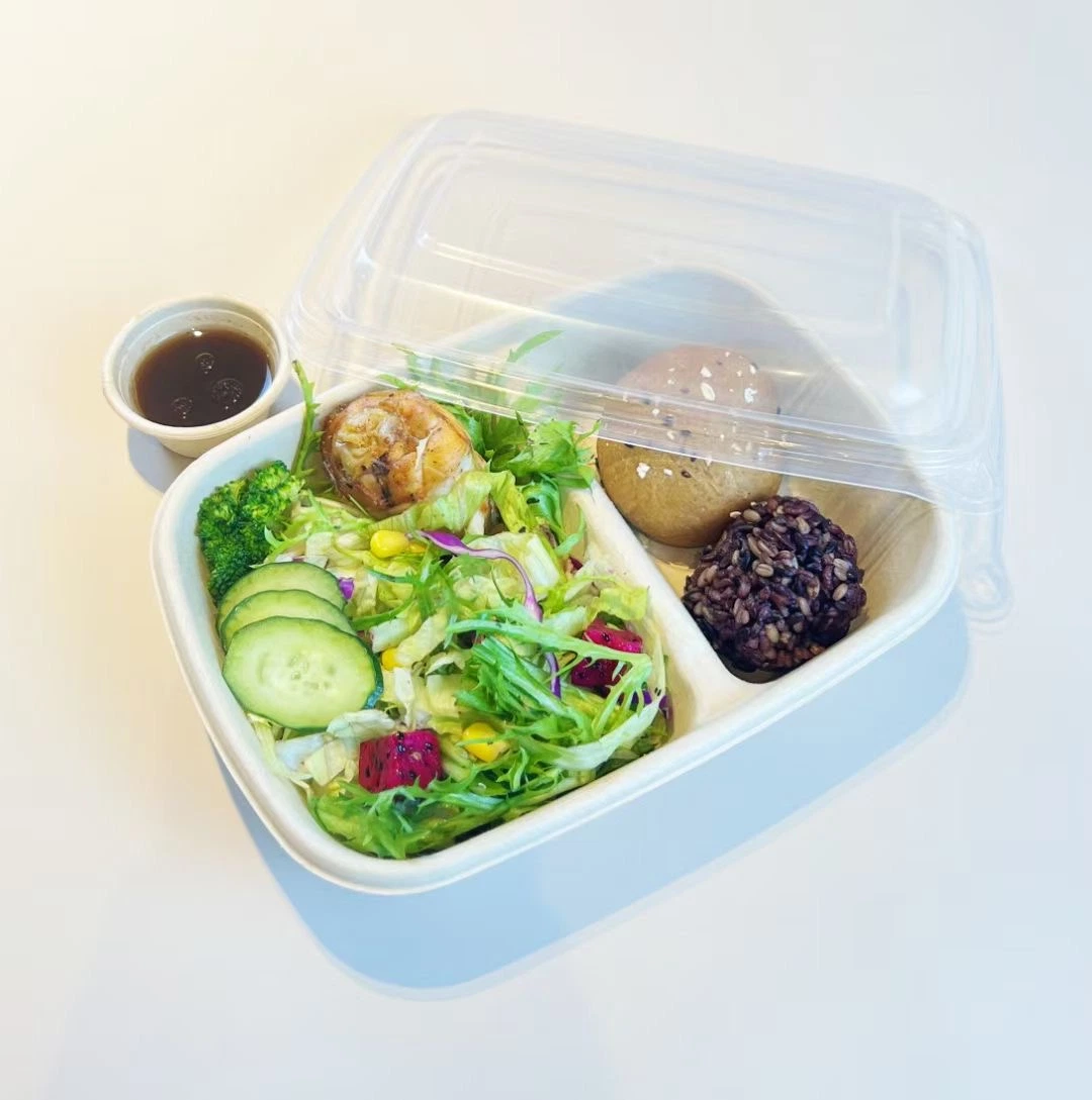 100% Biodegradable Compostable Disposable Bagasse Sugarcane Bamboo Pulp Takeaway Lunch Tray Salad Box