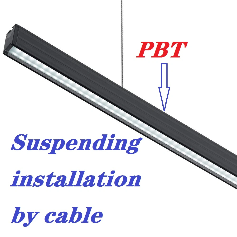 Luz linear LED pendente de batten suspensa no teto montada na superfície da habitação PBT lustre T8 linkável para escritório doméstico, sala de aula, escola e corredor comercial.