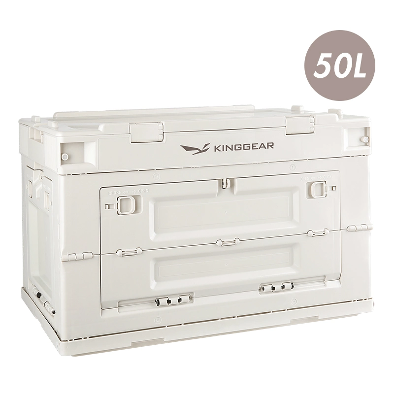 Kinggear Folding Box Plastic Storage Boxes Folding Storage Box with Wood Lid