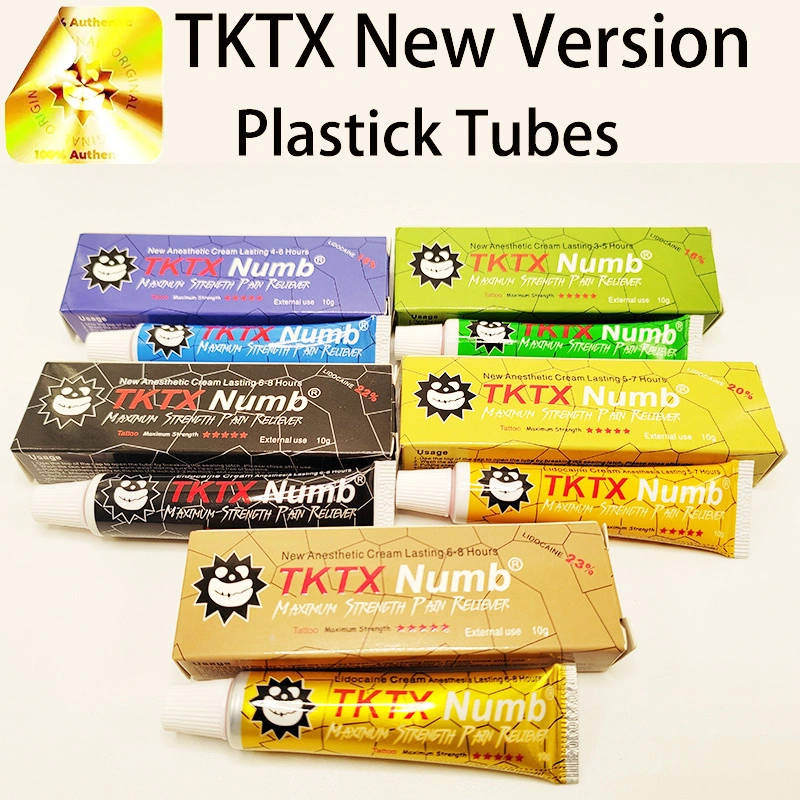 New Tktx Tattoo Numbing Cream Wholesale/Supplier Anesthetic Ointment Plastic Tube Black Yellow Green Blue Gold 16% 18% 20% 22% 23% New Tktx Numb Cream