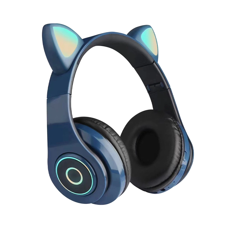 Auriculares estéreo inalámbricos Cat Ear LED Light Bt 5,0 Auricular Venta en caliente Cute Luminous Heavy Bass Bt 5,0 auricular