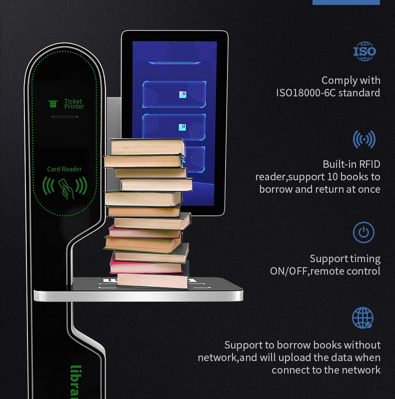 Barcode Reader RFID Self Checkout 21.5 Inch LCD Display Capacitive Touch Screen Self Service Library Kiosk