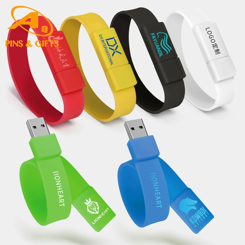 Banda de muñeca de silicona resistente al agua de la mejor calidad de moda USB Flash Goma PVC Regla Pulsera Reflective adultos niños running Deporte