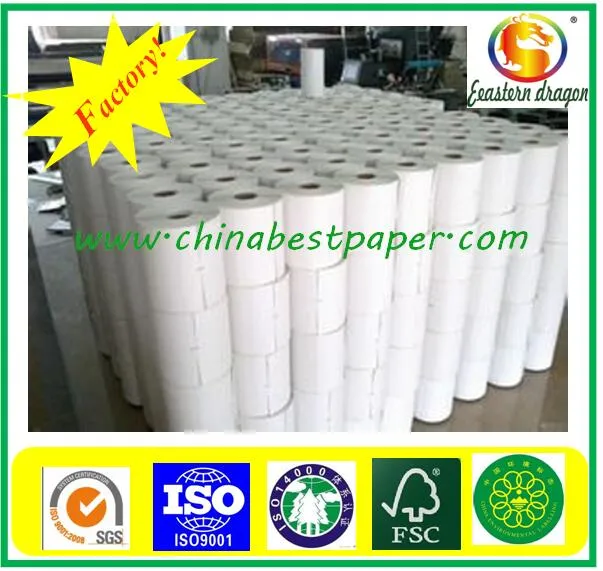 Virgin wood pulp, cardboard/plastic core POS thermal paper roll 76mm*60mm