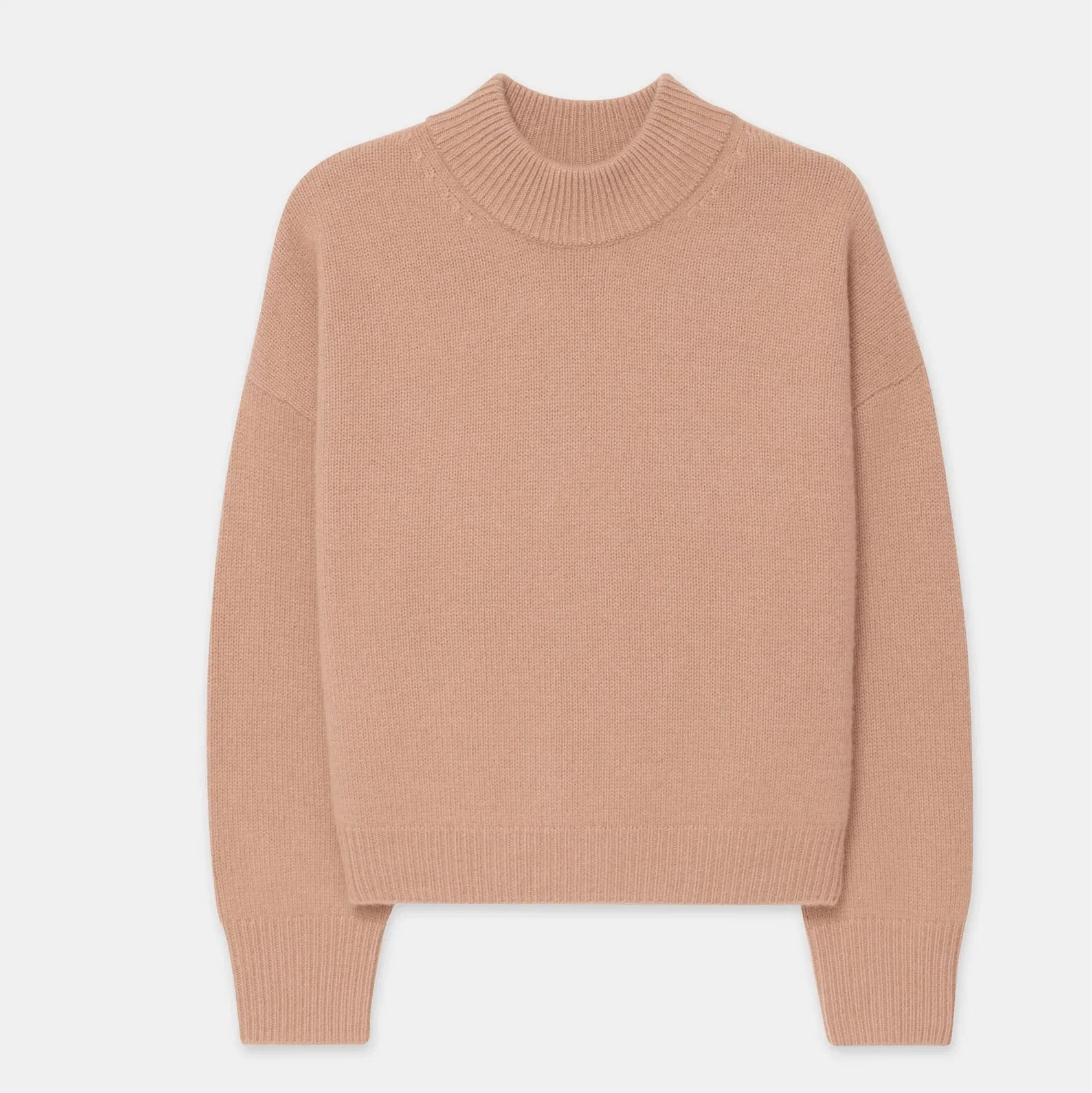 Autumn Winter Heavenly Soft Mock-Neck Pullover Cashmere Knitted Jumper Sweater Apparel