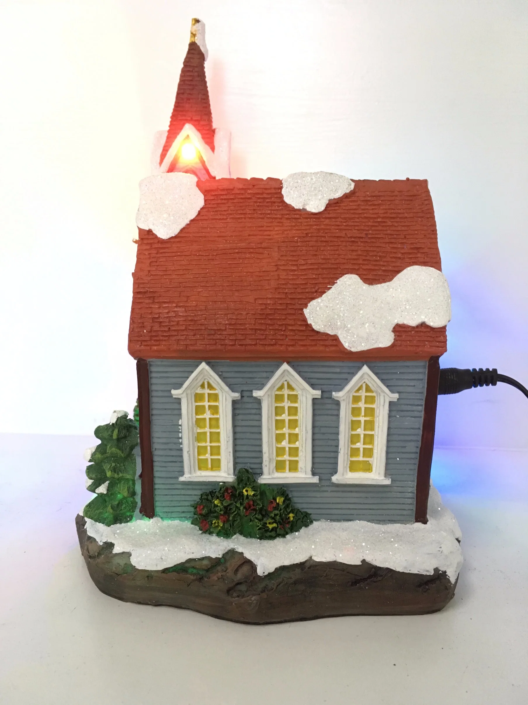 Resin Christmas House with LED and Musical Functions