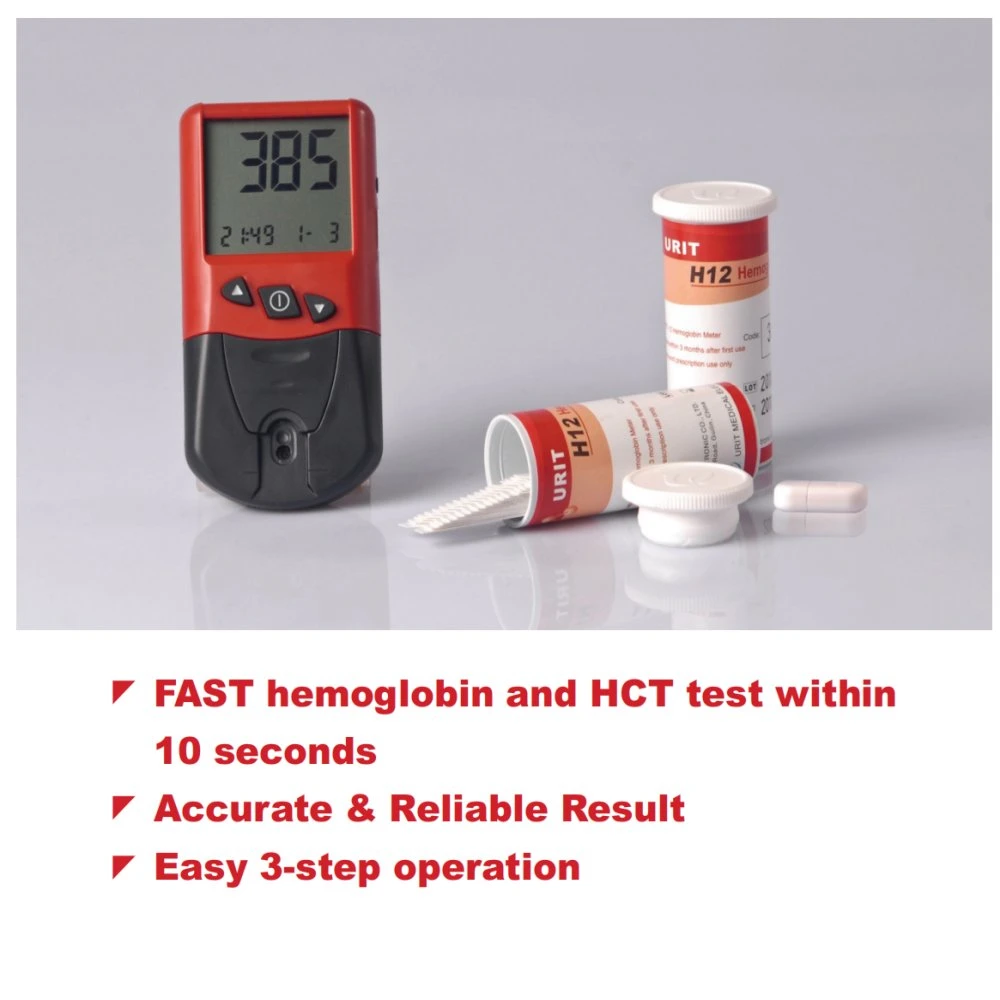 Test Within 10 Seconds Portable Hemoglobin Meter Machine Urit-12 with Free Blood Collection Needle