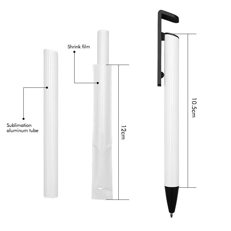 Stylos à sublimation stylo bille bille blanc Uni en acier inoxydable Avec impression du logo personnalisé