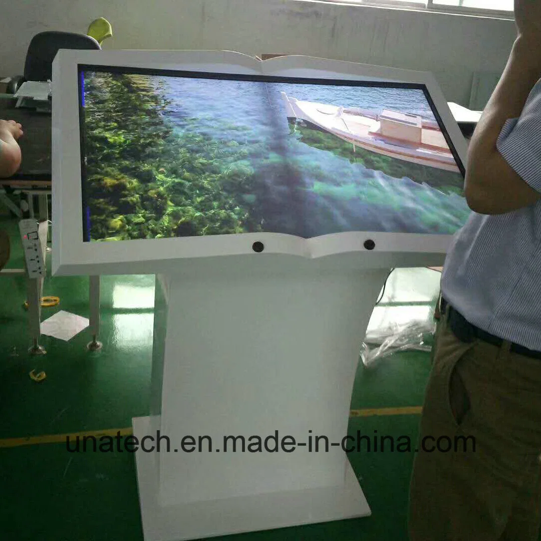 Book Deisign Floor Stands Display Broadcasting Screen Advertising Indoor Media Book Frame LCD Touch Kiosk