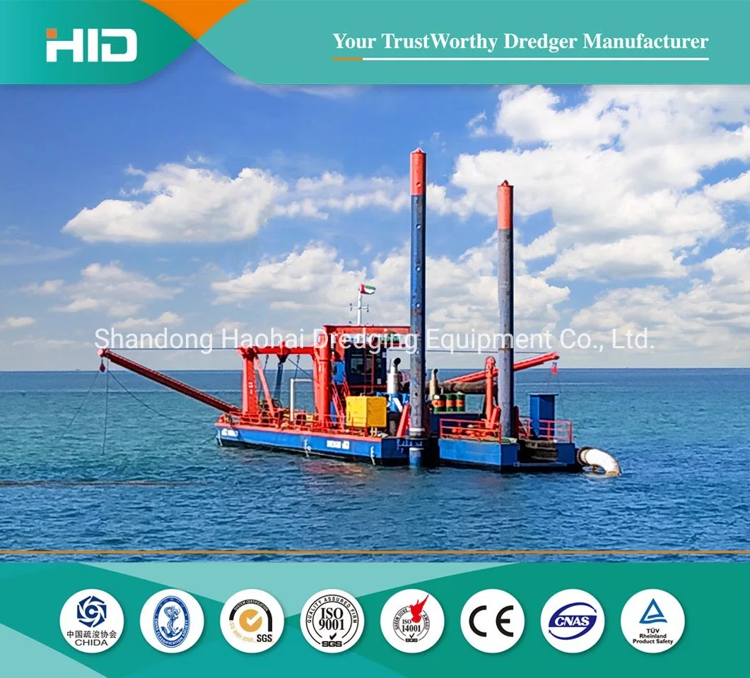 Dredger de succión de cortadora 650 para minería caliza de 6500m3/H de servicio pesado Para dragado de suelo duro de mar / grava con cortador fuerte Potencia