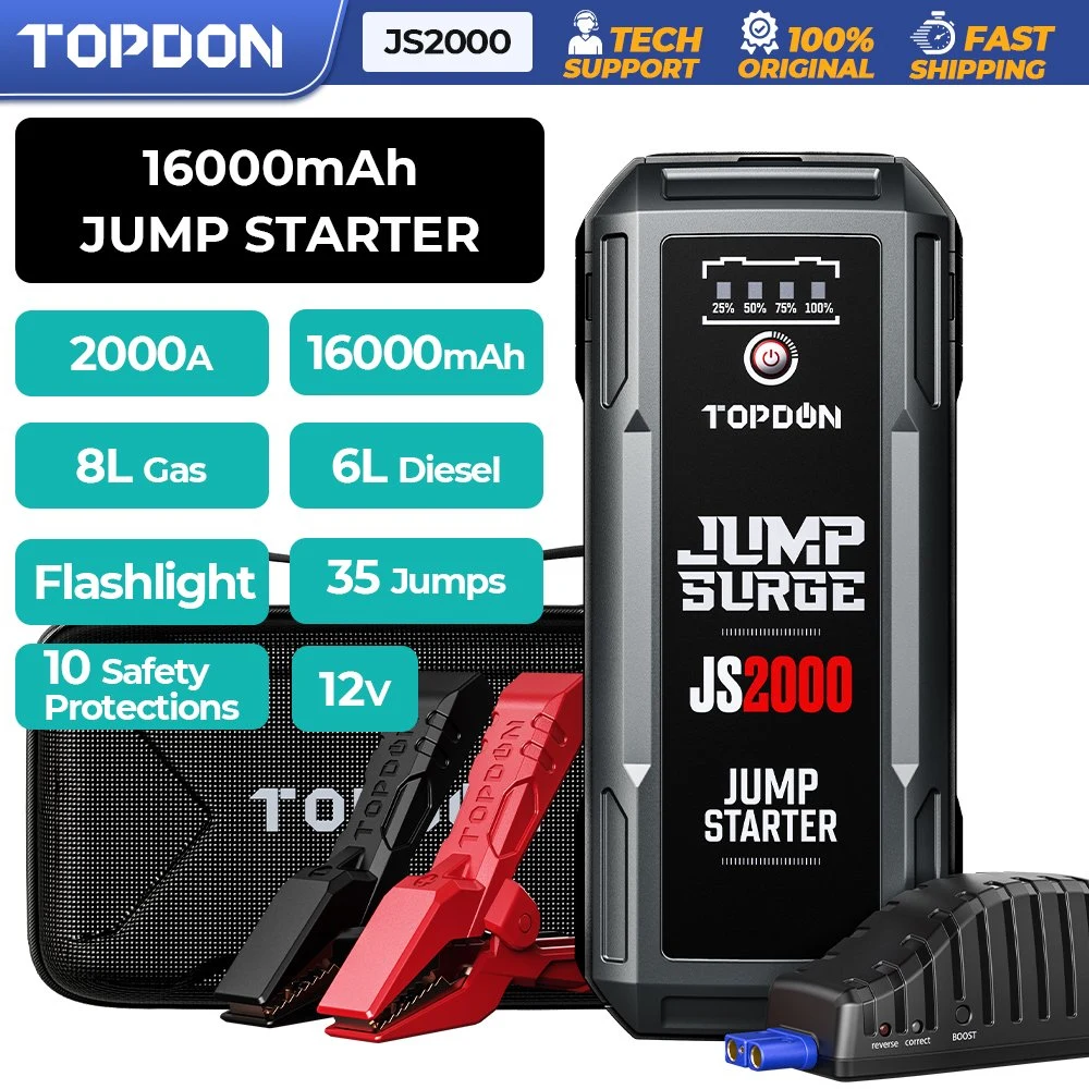 Topdon Js2000 12V 13600mAh 70 Mai Schumacher Sj1332 Solvtin S6 Besus Matec Car Power Laptop Portable Lithium Booster Pack Jump Starter Battery Charger