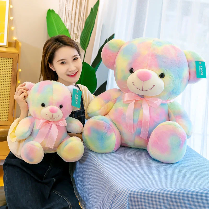 2023 Novo Design de pelúcia Personalizado colorido recheadas Rainbow Teddy Bear Toy