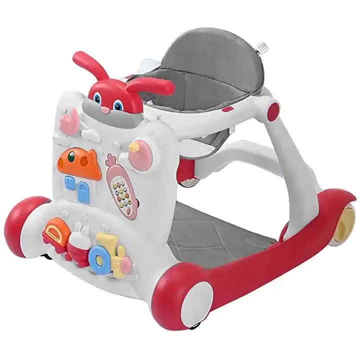Portable Multifunctional Music and Light Toys 4 Plastic Wheels Simple Music Adjustable Seat Height Baby Walker