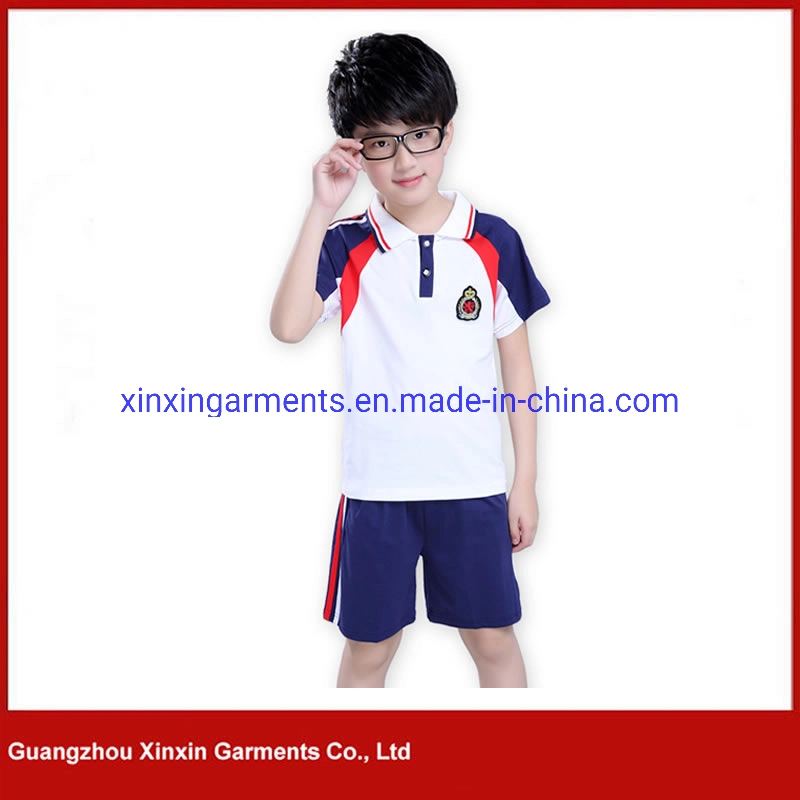 Child Summer Cotton School Uniform, Kid School Shirt, School Wear (U110)