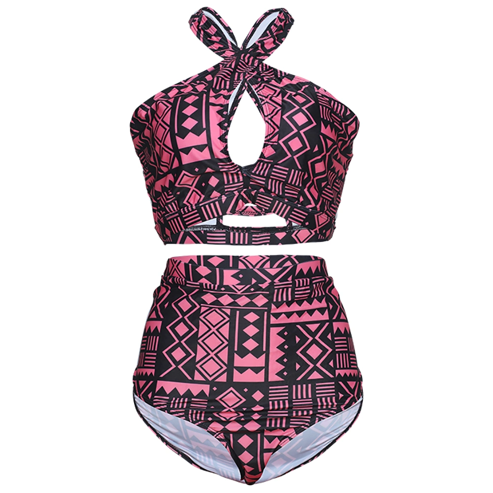 New Arrival Printed Fat Ladies Swimsuit Plus Size 2023 Halter Swimwear