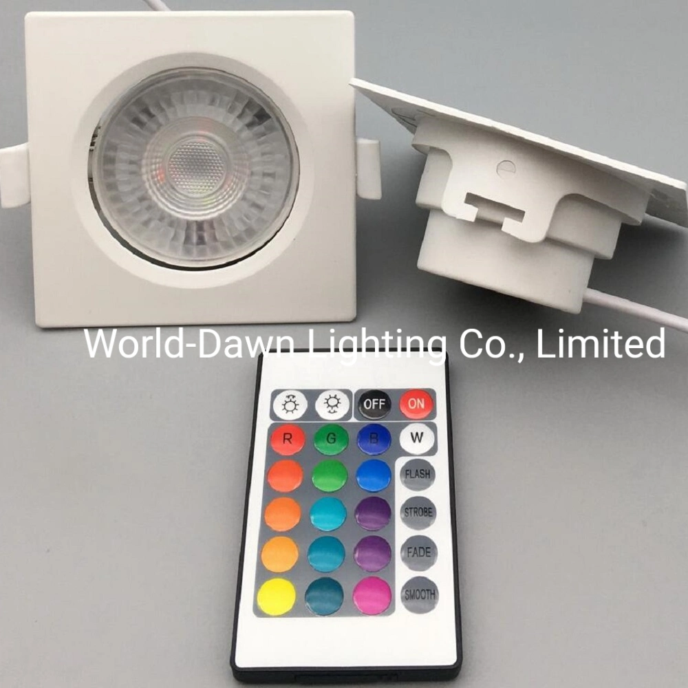 Hot Sale Recessed Round Square Indoor Blister Colour Packing SMD2835 Indoor Colorful RGB Down Controlled by Remote or Switch Light LED Spot Light