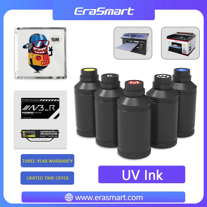 Erasmart 250ml 500 ml de tinta UV de pigmentos de tinta UV mejor para el R1390 L805 L800 DX5 de L1800 XP600 Cabezal de impresión de tinta UV de tinta