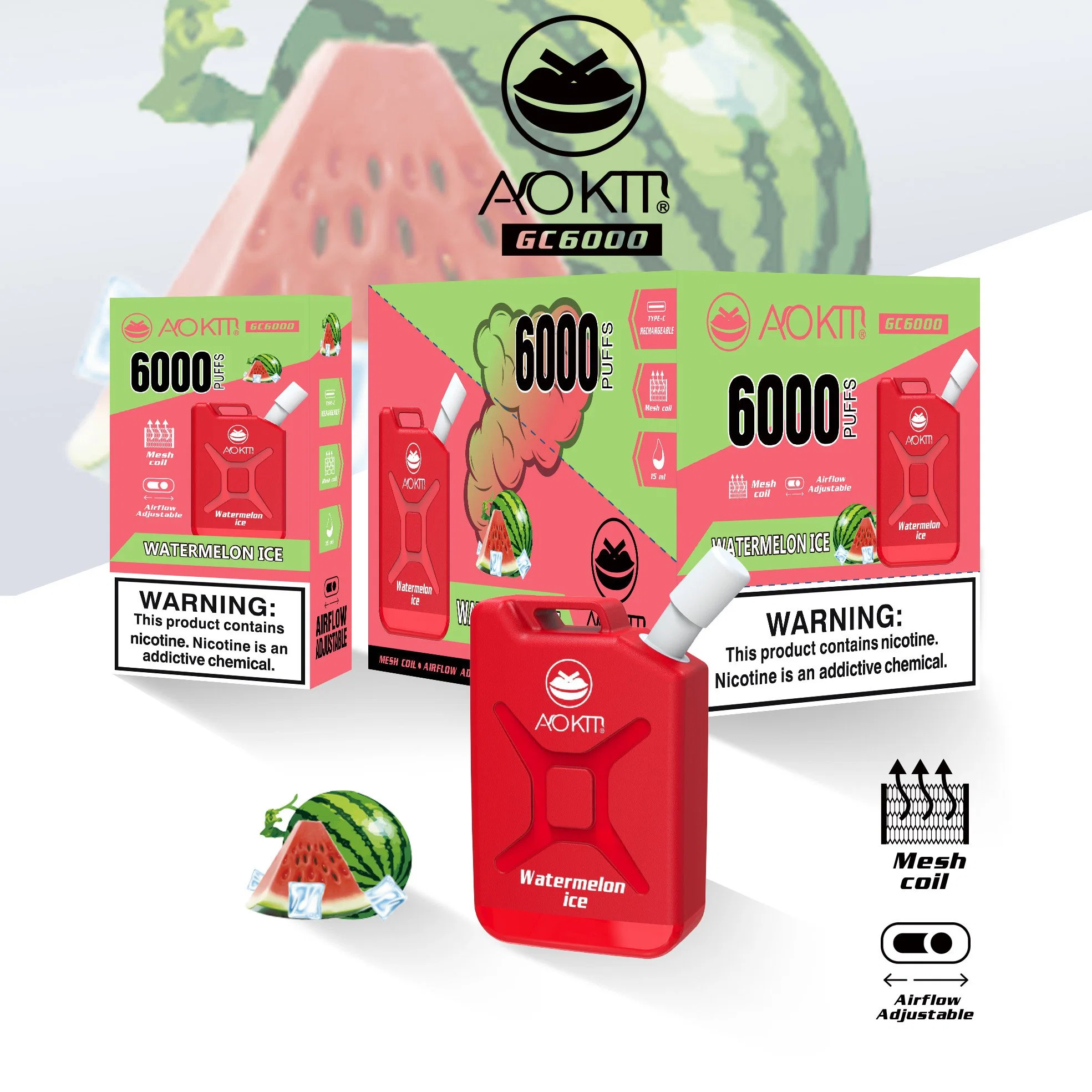 Electronic Cigarette Manufacturer Wholesale/Supplier Aokit Gc 6000 Puffs Disposable/Chargeable E Cigarette Vape Pen Pod