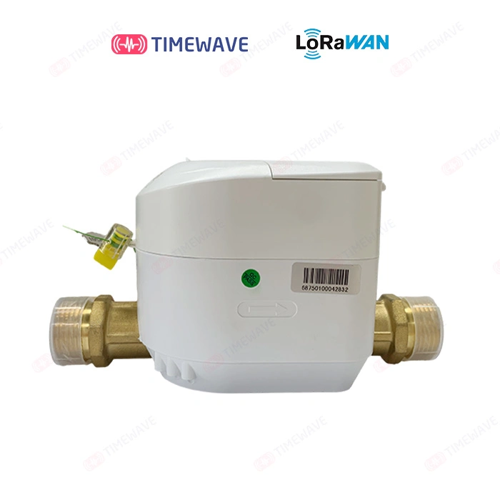 DN20 Medidor de flujo de agua fría ultrasónico inteligente Lora/Lorawan con control remoto prepagado y sin válvula, cubierta de cobre