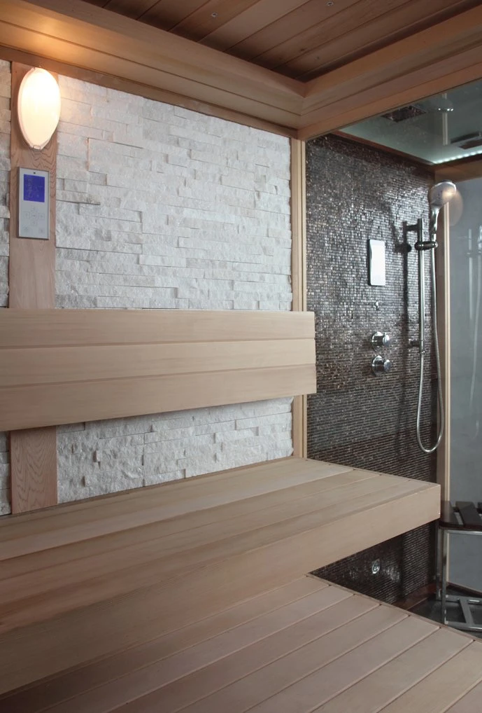 Bon prix du bois de cèdre rouge Accueil Salle de bain Salle de bains avec douche à vapeur humide informatisé boîtier Sauna sec combiné Salle de cabine